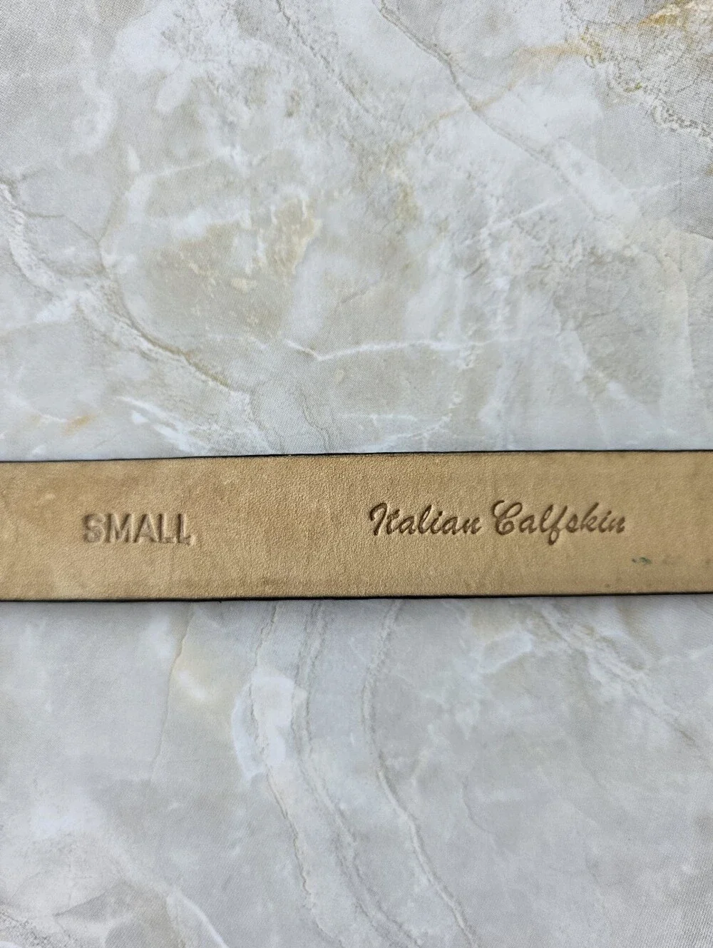 Talbots Italian Calfskin Leather Belt S Croc Embossed Gold Buckle Old Money